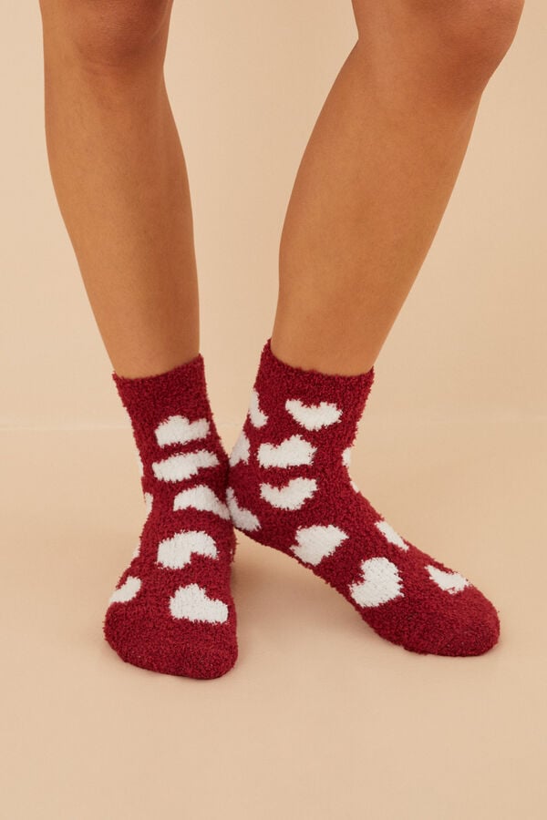 Womensecret Calcetines pelo corazones rojo rojo