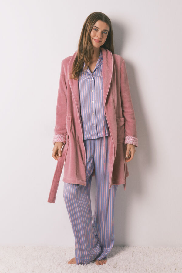 Women'secret Bata midi de forro polar rosa rosa