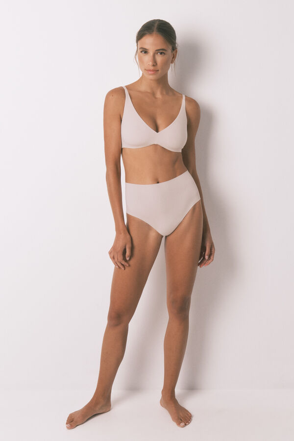 Women'secret Panty de algod&oacute;n beige de cintura alta nude