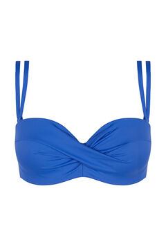 Womensecret Top bikini bandeau cruce azul estampado