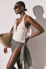 Women'secret Traje de ba&ntilde;o moldeador escote profundo blanco marfil