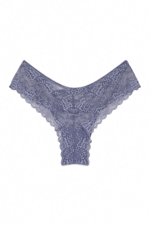 Womensecret Panty brasileño ancha de encaje azul azul