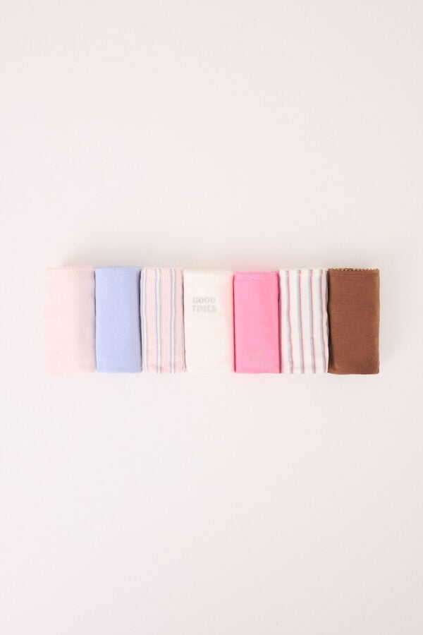 Womensecret Pack de 7 panties clásica de algodón con purpurina multicolor estampado