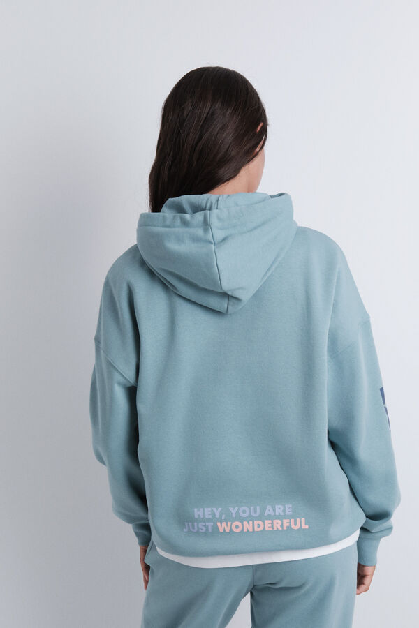 HI&BYE Sudadera con capucha de felpa verde verde