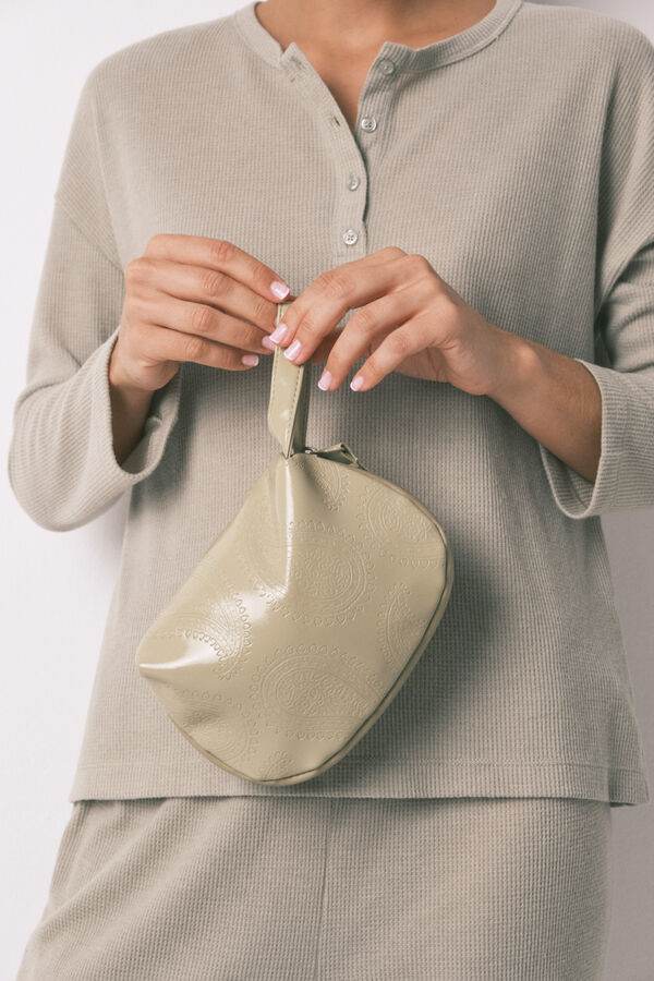 Women'secret Neceser peque&ntilde;o de piel color caqui  kaki