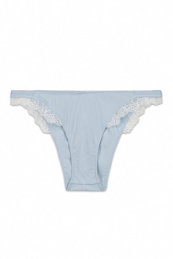 Women'secret Panty brasile&ntilde;o de algod&oacute;n acanalado azul azul