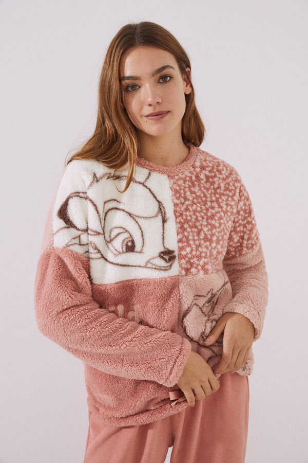 Women'secret Pijama fleece peluche Bambi rosa