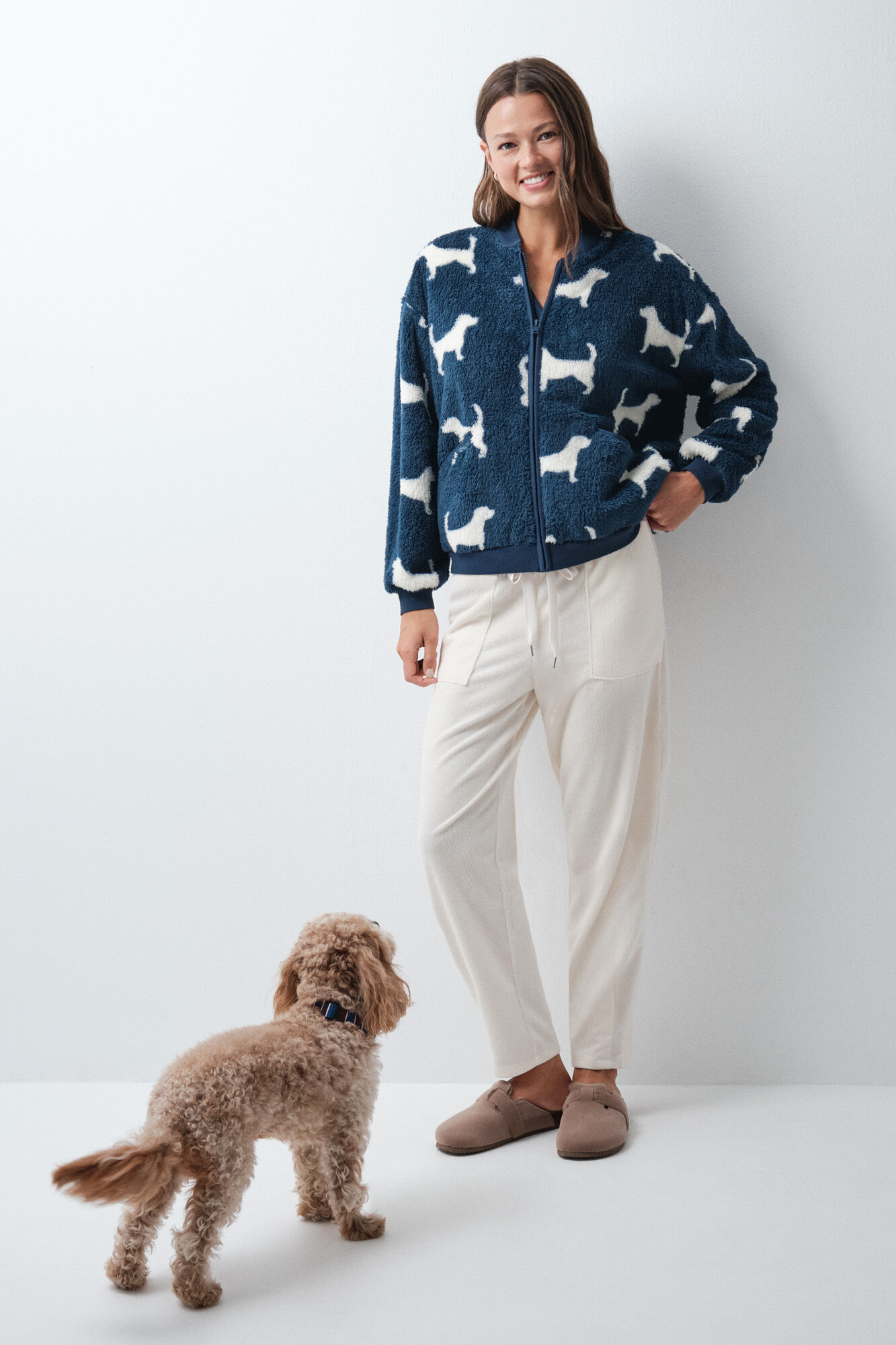 Women'secret Chamarra fluffy para perros azul
