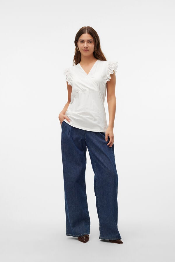 Mamalicious Top de escote cruzado premamá y lactancia blanco