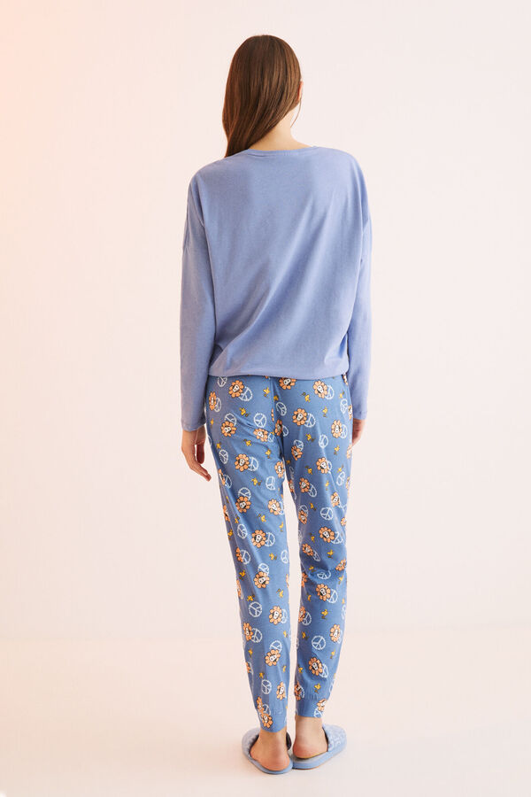 Womensecret Pijama larga 100% algodón Snoopy azul azul