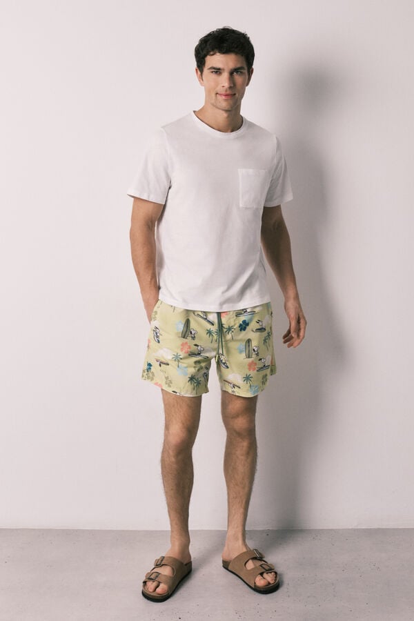 Women'secret Traje de ba&ntilde;o de hombre estampado tropical Snoopy verde