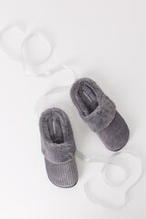 Womensecret Pantuflas pelo gris oscuro lurex gris