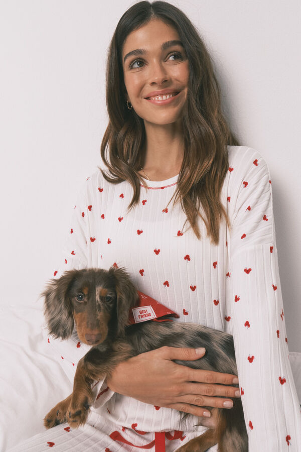 Women'secret Bandana para perro con estampado de corazones roja rojo