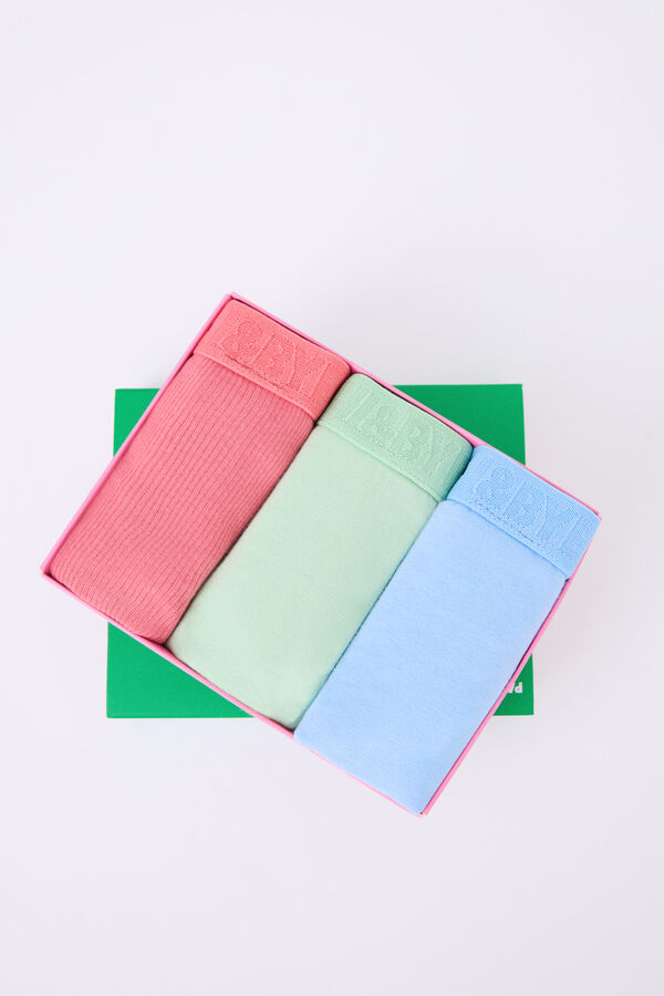 Womensecret Pack 3 bragas brasileñas azul, rosa, verde blanco