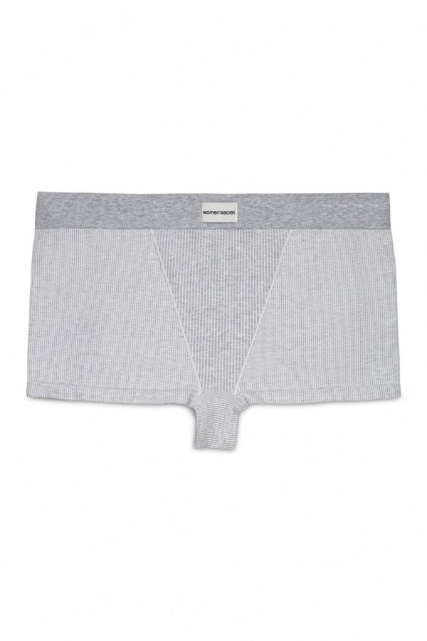Women'secret Panty boxer sin costuras acanalado gris gris