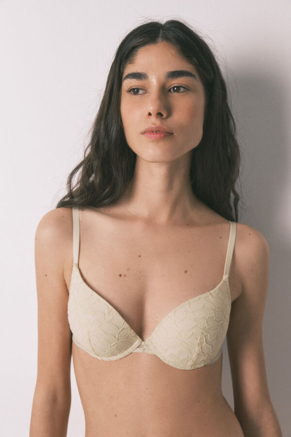 Women'secret Bra GORGEOUS push up de encaje beige caf&eacute;