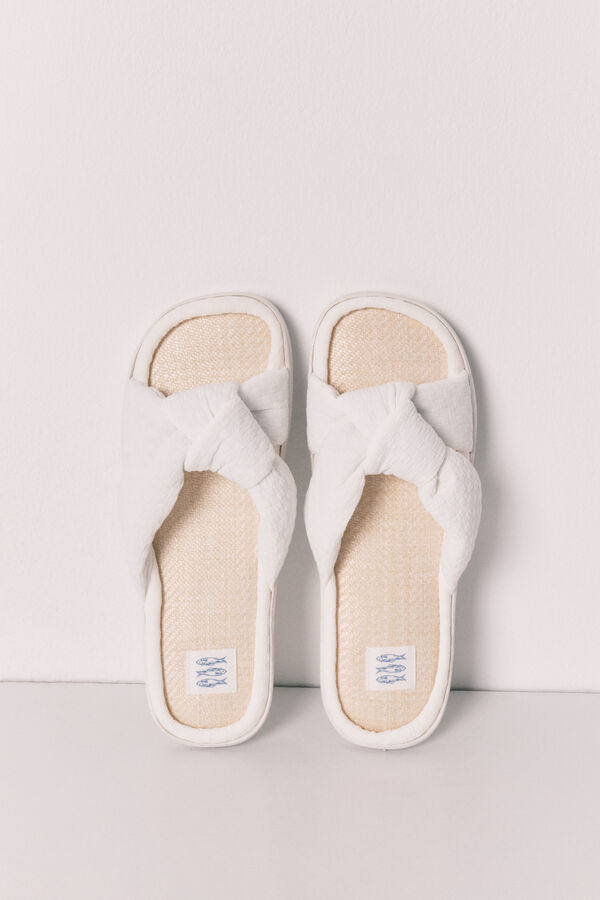 Women'secret Sandalias de nudo y rafia marfil