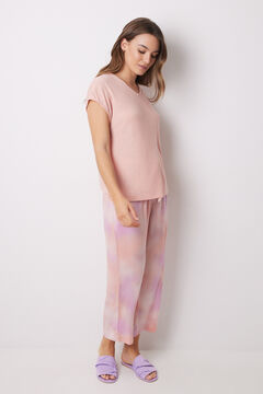Womensecret Pijama capri estampado tiedye naranja naranja