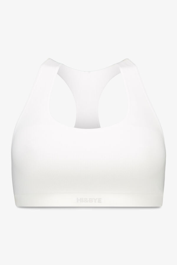HI&BYE Top deportivo sin costuras de canal&eacute; blanco blanco