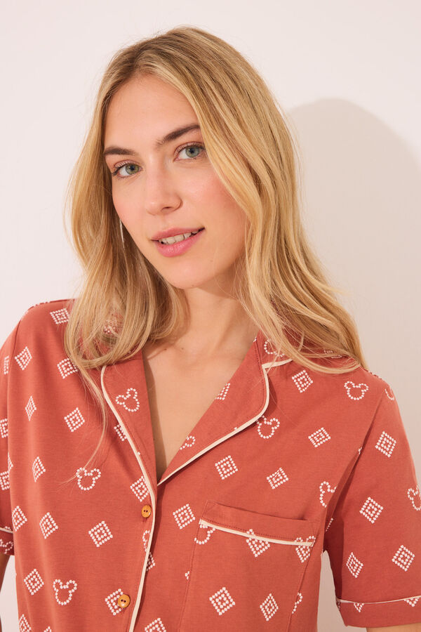 Womensecret Pijama camisera de Mickey Mouse 100% algodón naranja