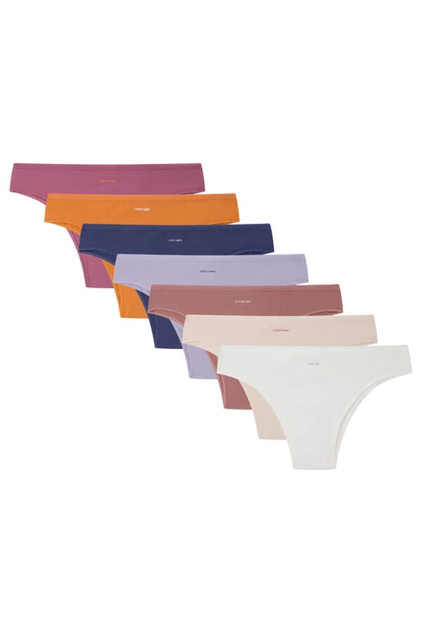 Womensecret Pack 7 panties brasileños algodón mensaje blanco
