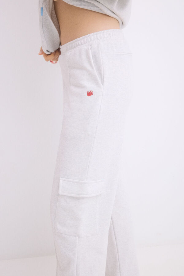Womensecret Pantalón largo flare felpa gris gris