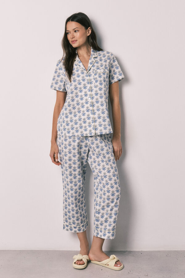Women'secret Pijama camisera capri de algod&oacute;n estampado estampado