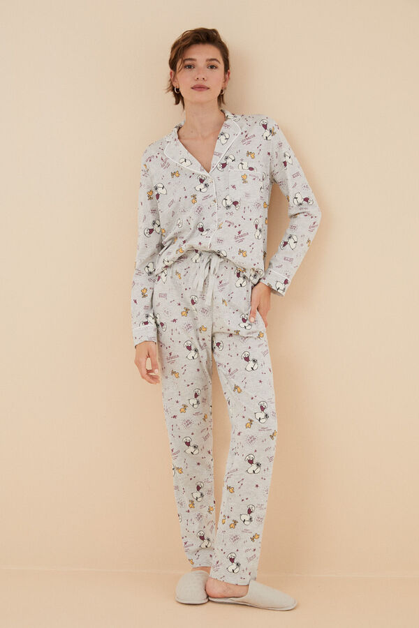 Womensecret Pijama camisera 100% algodón Snoopy gris gris