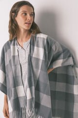 Women'secret Poncho gris con estampado étnico gris