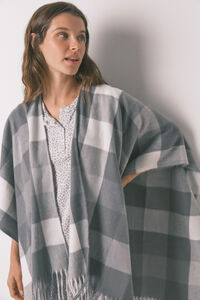 Women'secret Poncho gris con estampado étnico