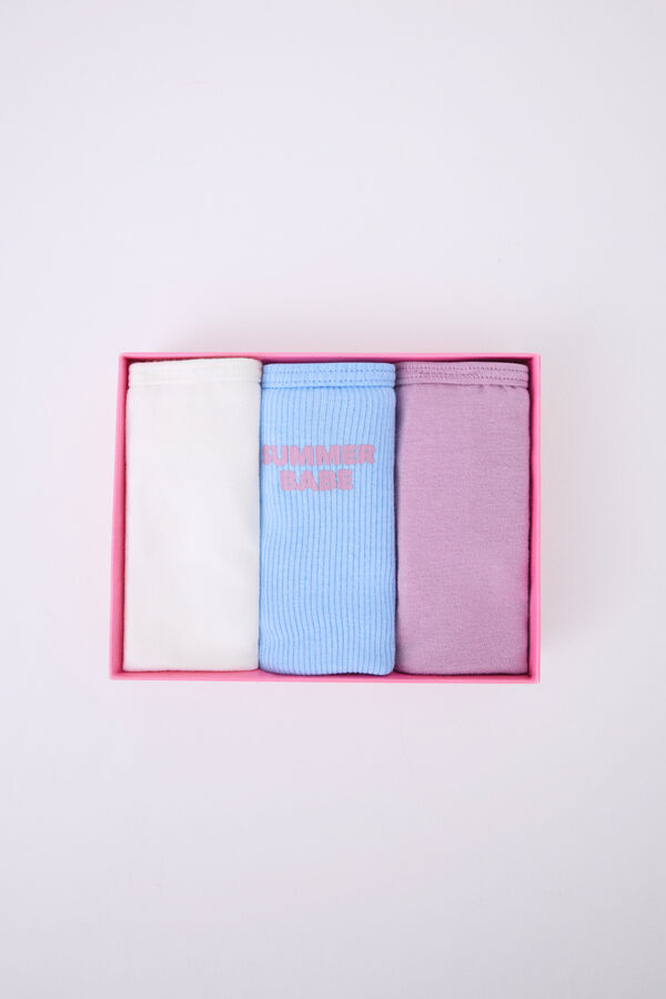 Womensecret Pack 3 bragas brasileñas blanco, azul, lila blanco