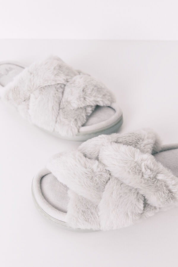 Womensecret Pantuflas con pelo verde  verde