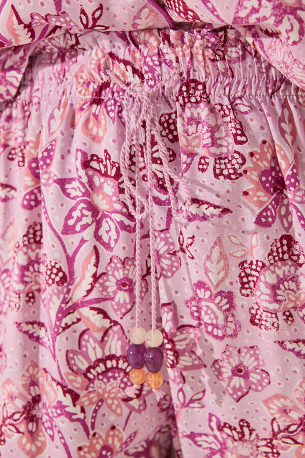 Womensecret Pijama Capri de viscosa con estampado morado/lila estampado