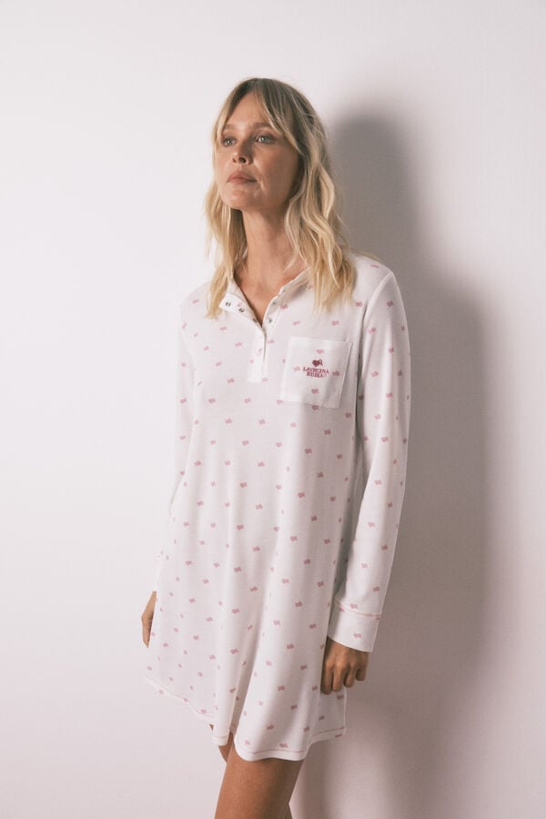 Women'secret Camisón midi tejido Waffle  estampado