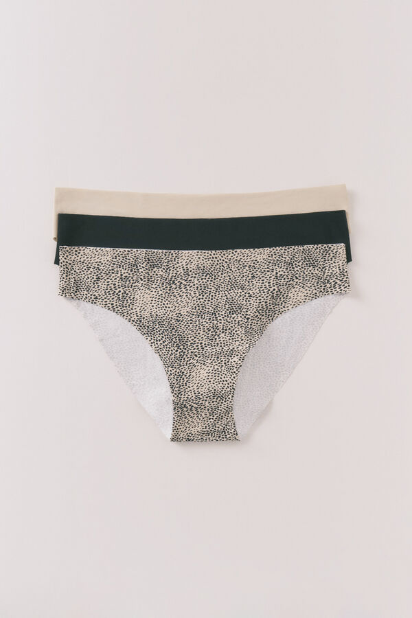 Womensecret Pack de 3 panties clásica color caqui oscuro kaki