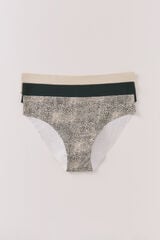 Womensecret Pack de 3 panties clásica color caqui oscuro kaki