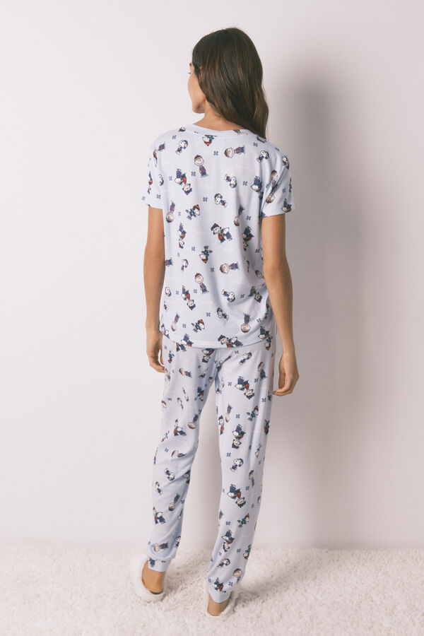 Women'secret Pijama larga de manga corta de Snoopy s&uacute;per suave estampado