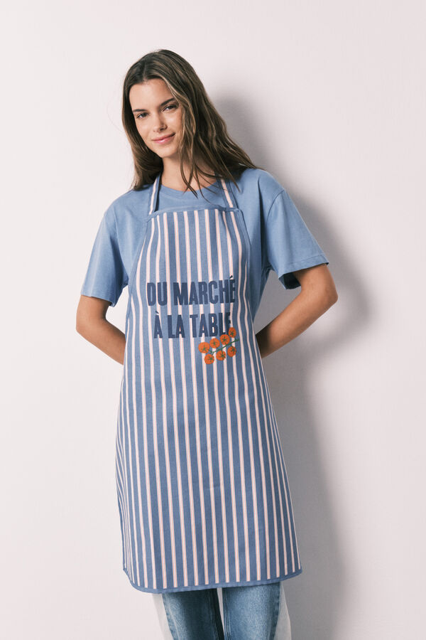 Women'secret Delantal de algod&oacute;n estampado de rayas azul