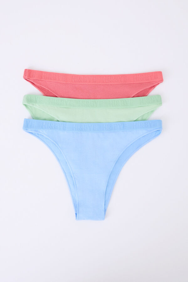 Womensecret Pack 3 bragas brasileñas azul, rosa, verde blanco