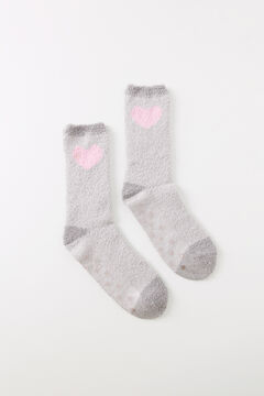 Womensecret Calcetines pelo gris corazón gris