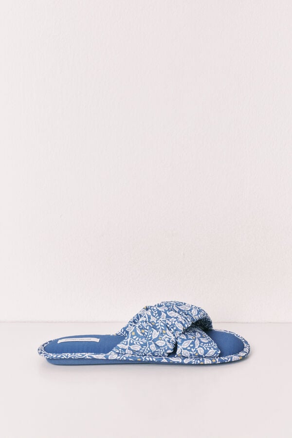 Women'secret Pack de viaje de zapatillas de casa azul estampado