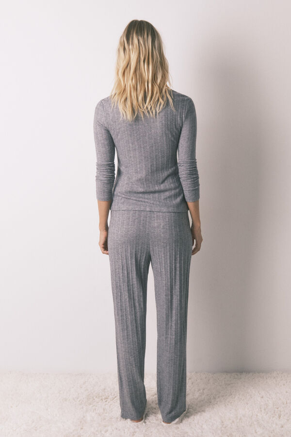 Women'secret Pijama larga de tejido tricot gris gris
