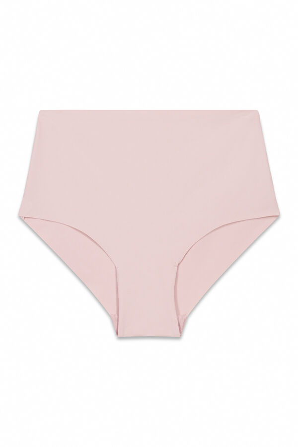 Women'secret Panty alta clásica de microfibra rosa rosa