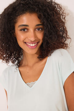 Womensecret Pijama capri de viscosa a rayas verde