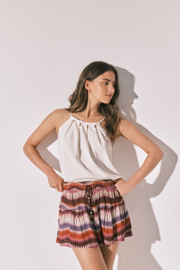 Women'secret Top de tirantes con cuentas blanco marfil