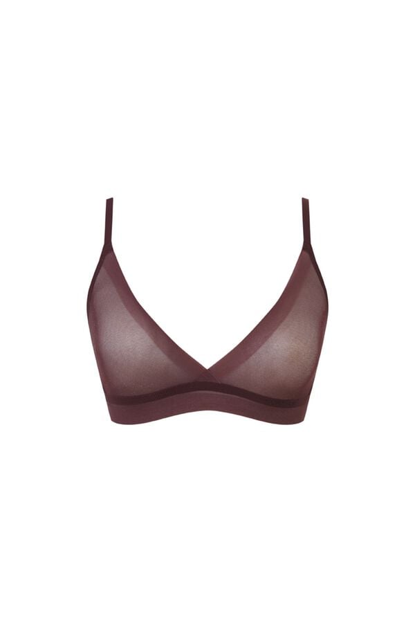 Women'secret Brasier top triangular de tul caf&eacute; caf&eacute;