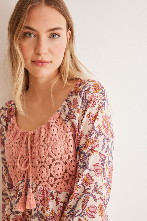 Womensecret Vestido camisola bambula boho rosa