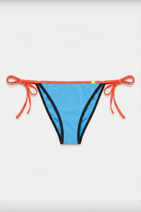 HI&BYE Panty de bikini brasile&ntilde;o con tiras azul azul