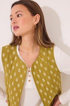 Womensecret Chaleco reversible 100% algodón sellos verdes blanco