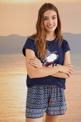 Womensecret Camiseta 100% algodón Snoopy azul azul